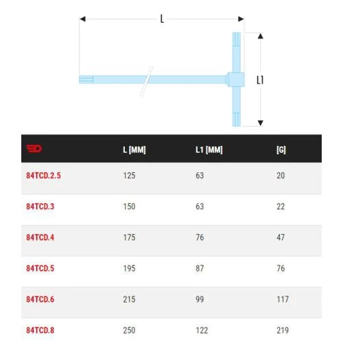 Clé mâle Facom en T coulissante 84TCD 2 Clé mâle Facom en T coulissante 84TCD – Image 2