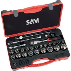 Coffret 1/2'' de 27 outils Sam outillage 12 pans en mm - 75-S27PA