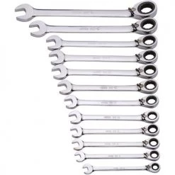 Jeu de 12 clés mixtes à cliquet Sam Outillage 12 pans en mm - 50-C-J12