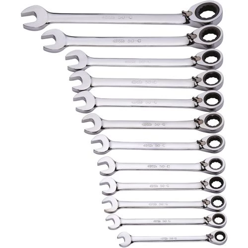 Jeu de 12 clés mixtes à cliquet Sam Outillage 12 pans en mm - 50-C-J12 1 Jeu de 12 clés mixtes à cliquet Sam Outillage 12 pans en mm - 50-C-J12