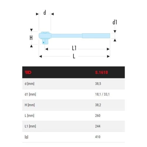 Cliquet 1/2'' étanche Facom hautes performances S.161B 2 Cliquet 1/2'' étanche Facom hautes performances S.161B – Image 2