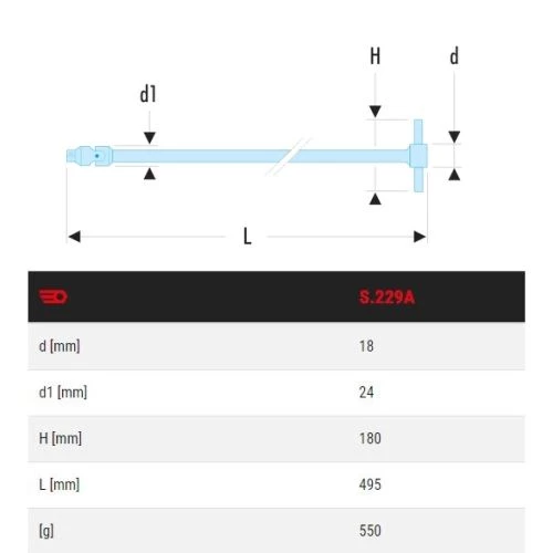 Poignée à cardan 1/2'' Facom - S.229A 2 Poignée à cardan 1/2'' Facom - S.229A – Image 2