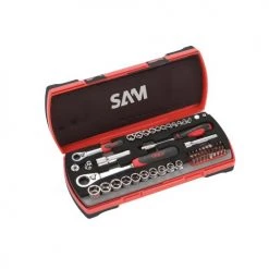 Coffret cliquets et douilles traversants 61 pièces Sam Outillage CP 1/4'' - 1/2''